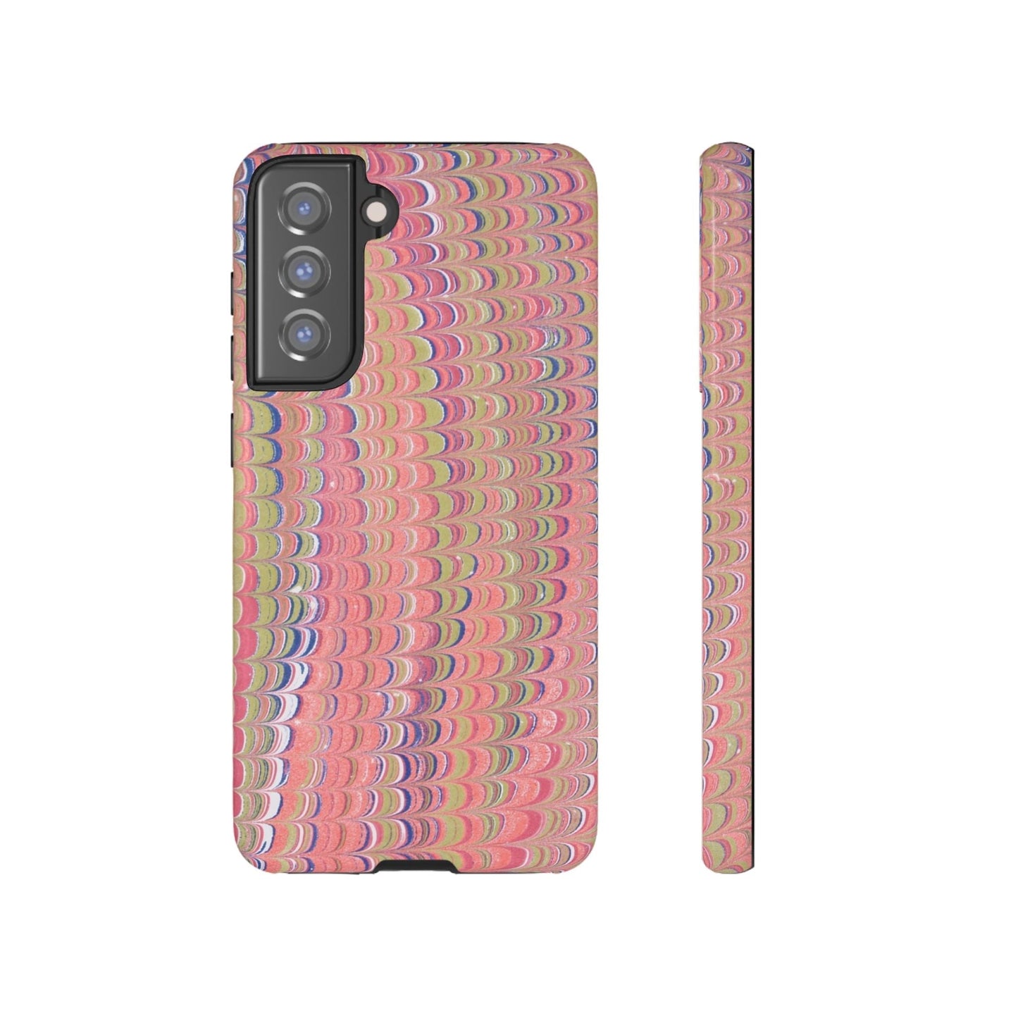 Pink Pastels Feather Marbled Vintage Design iPhone 16 + Samsung + Apple + Google - 2 finishes