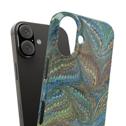 Blue and Green Italian Marbled Swirl Design, Italy Feather Phone Case, Multi-Color, Slim Phone Cases, Case-Mate IPHONE16 and all sizes