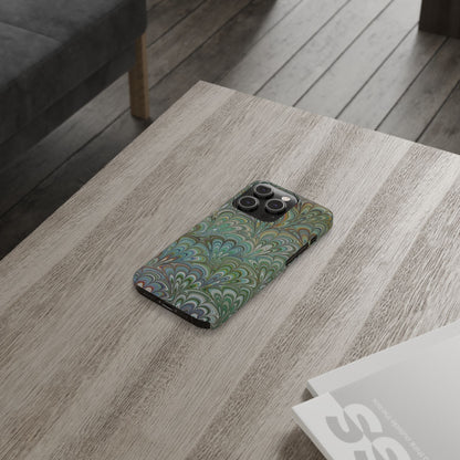 Deep Green Peacock Italian Marbled Design, Italy Feather Phone Case, Multi-Color, Slim Phone Cases, Case-Mate IPHONE16 and all sizes