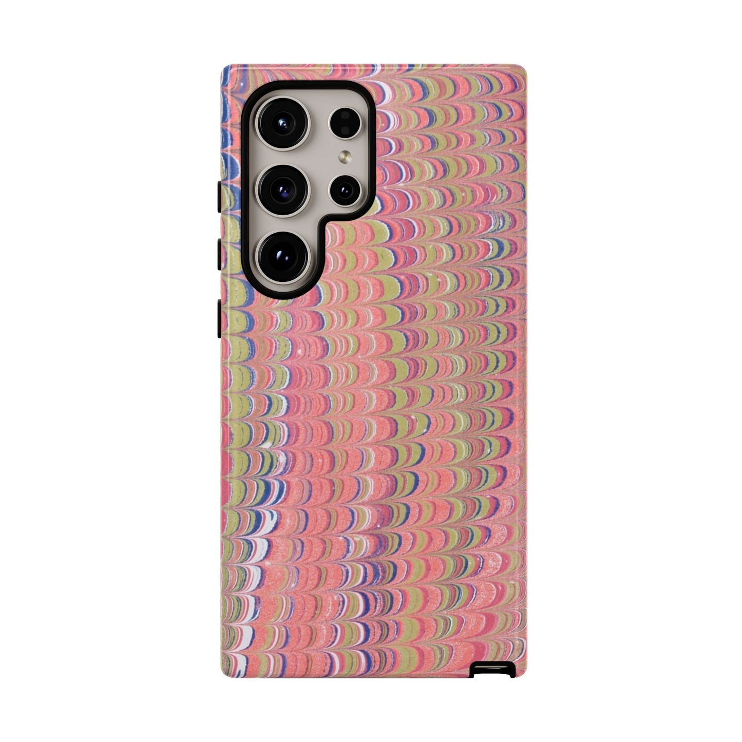 Pink Pastels Feather Marbled Vintage Design iPhone 16 + Samsung + Apple + Google - 2 finishes