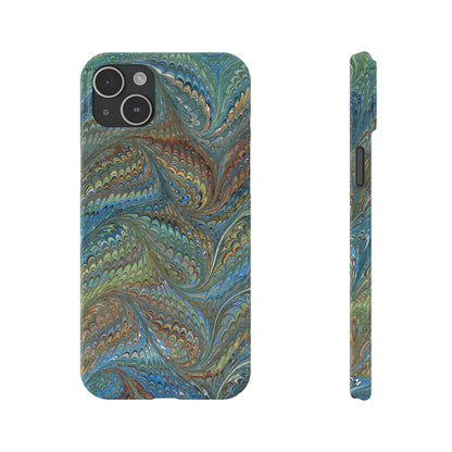 Blue and Green Italian Marbled Swirl Design, Italy Feather Phone Case, Multi-Color, Slim Phone Cases, Case-Mate IPHONE16 and all sizes