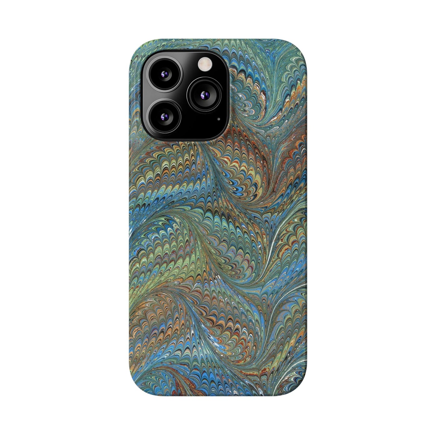 Blue and Green Italian Marbled Swirl Design, Italy Feather Phone Case, Multi-Color, Slim Phone Cases, Case-Mate IPHONE16 and all sizes