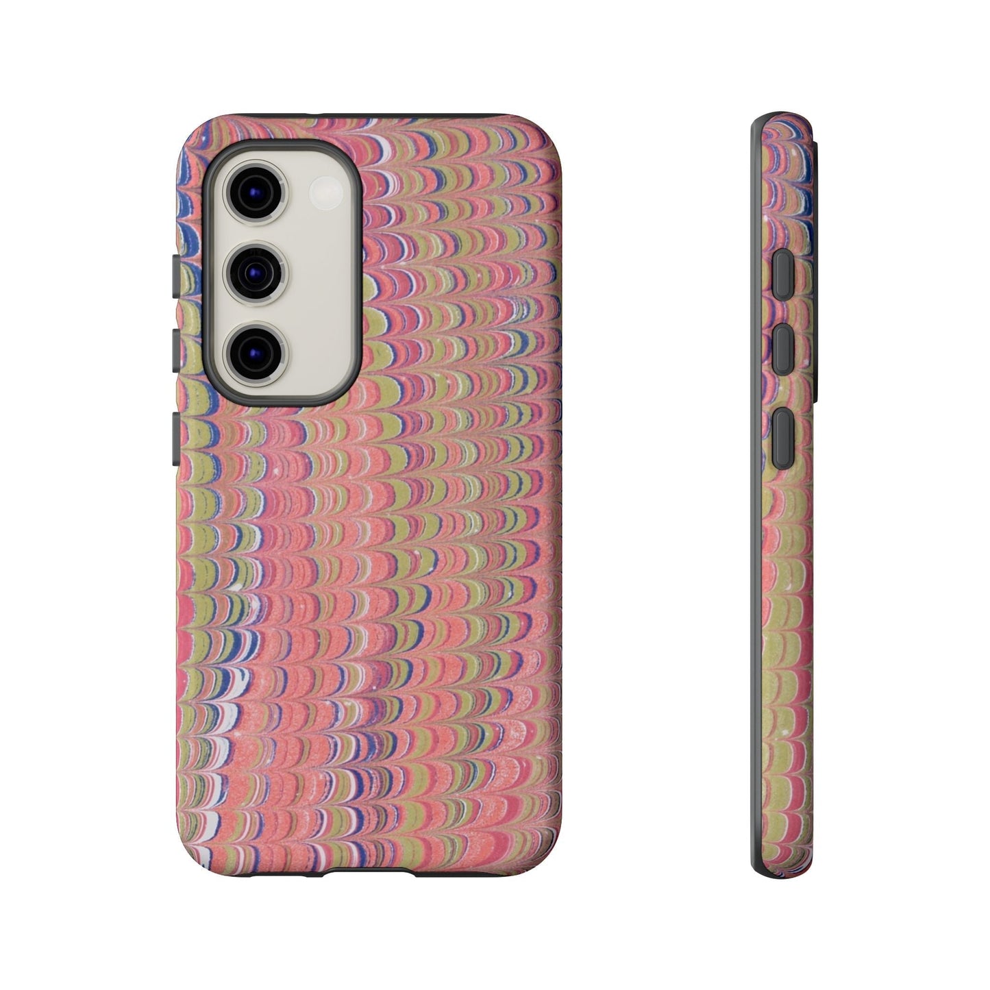 Pink Pastels Feather Marbled Vintage Design iPhone 16 + Samsung + Apple + Google - 2 finishes