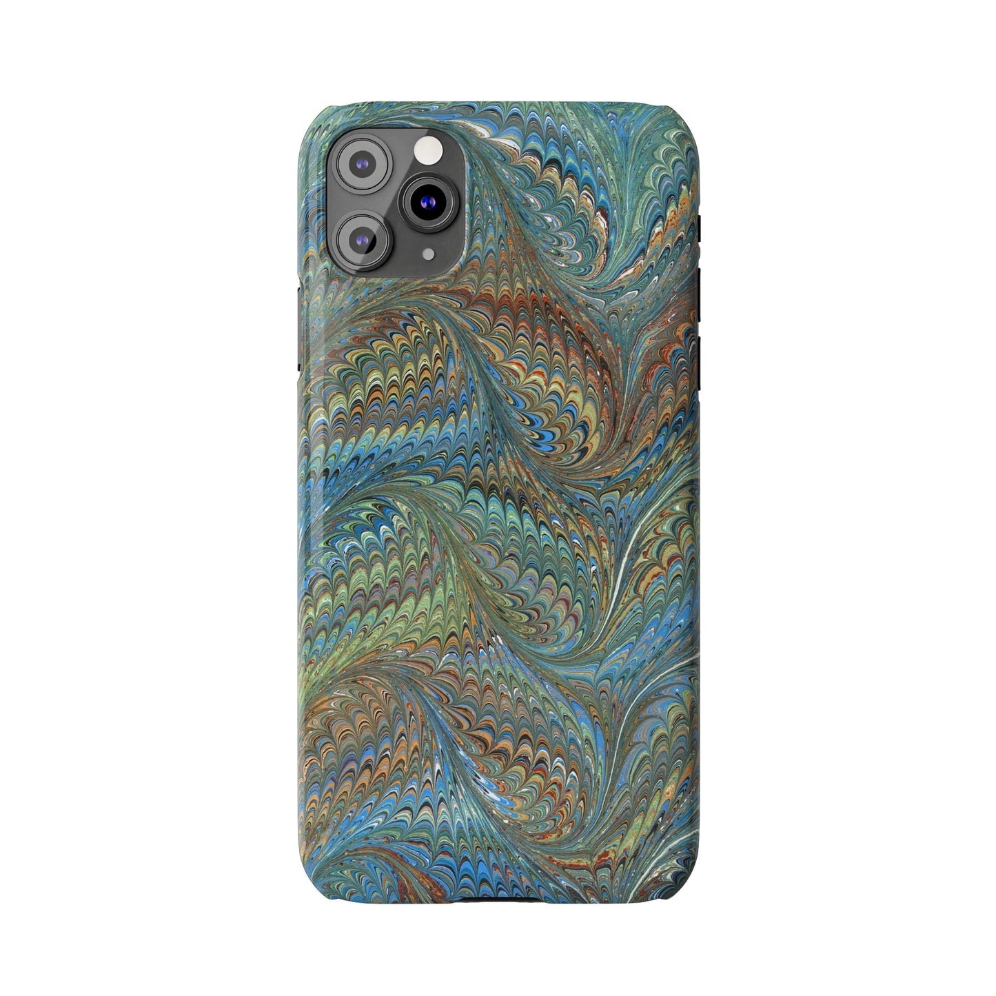 Blue and Green Italian Marbled Swirl Design, Italy Feather Phone Case, Multi-Color, Slim Phone Cases, Case-Mate IPHONE16 and all sizes