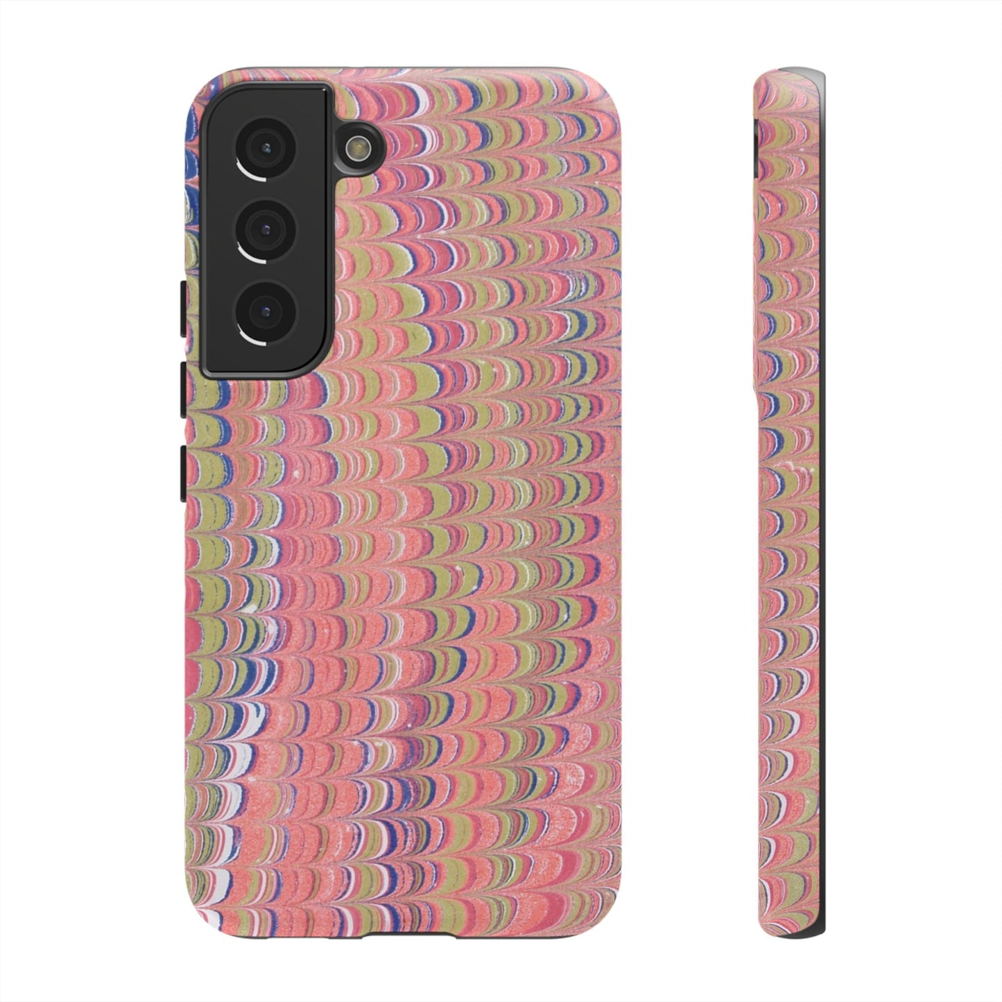 Pink Pastels Feather Marbled Vintage Design iPhone 16 + Samsung + Apple + Google - 2 finishes